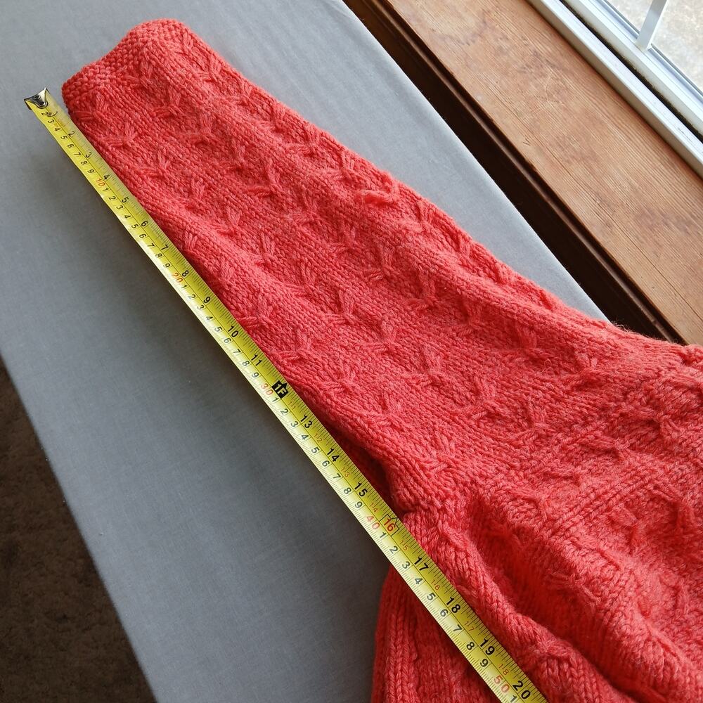 Coral Handmade Vintage Open Front Wool Cardigan Medium chunky knit long sleeve - Picture 13 of 13